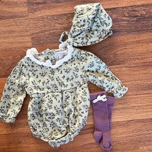Floral Green Baby Romper Set